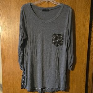 Gray Women's Top with Pocket Detail